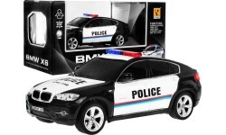 Tālvadības policijas automašīna BMW X6 melna 1:24