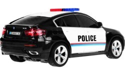 Tālvadības policijas automašīna BMW X6 melna 1:24