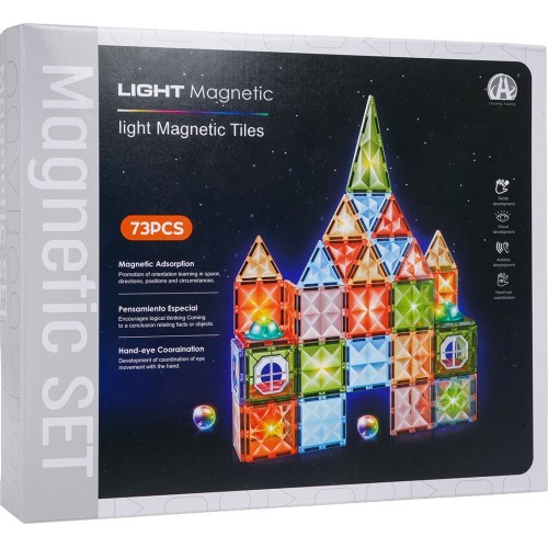 3D magnētisko klucīšu komplekts ar apgaismojumu, 75 gab.