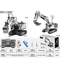 R/C Excavator with Smoke, Lights and Sound Function White