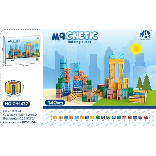 Magnetic Cube Set, Magnetic Blocks 140 pcs.