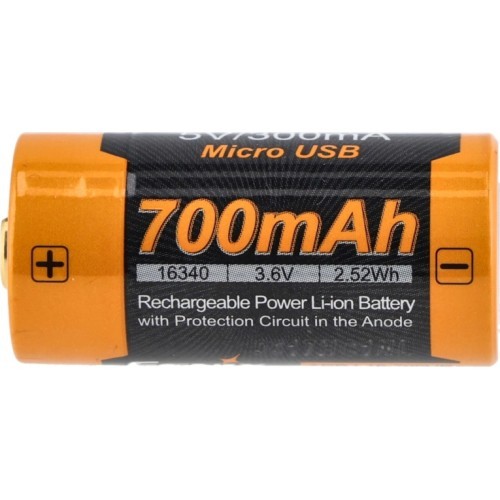 Fenix uzlādējams USB akumulators ARB-L16UP (16340 RCR123, 700mAh)