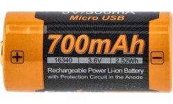 Fenix uzlādējams USB akumulators ARB-L16UP (16340 RCR123, 700mAh)