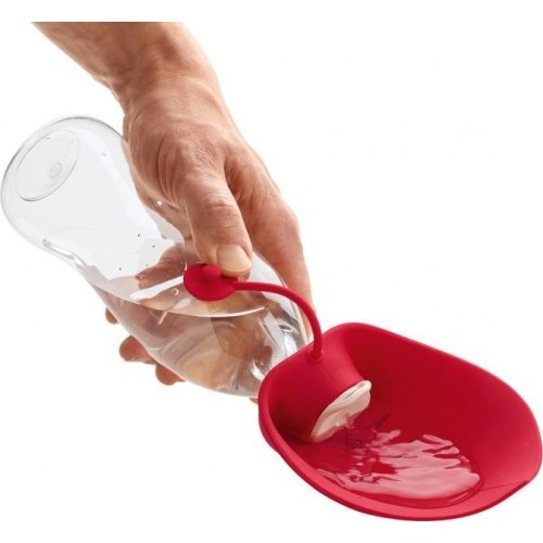 Silikona pudele Hunter Letter 550ml ar bļodiņu, sarkana