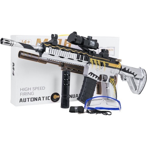 M416 pelēks šautene ūdens lodītēm + piederumi
