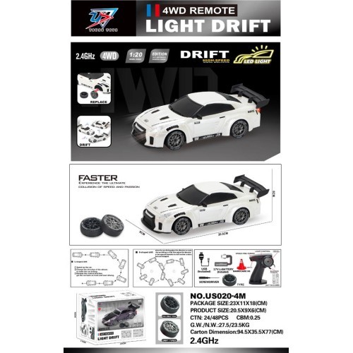 R/C Drift Car 1:20 with Lights Function White