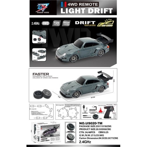 R/C Drift Car 1:20 with Lights Function Green