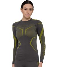 Женская спортивная футболка с длинным рукавом Brubeck Dry LS1736W - Grey/Lime