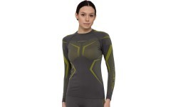 Women’s Long-Sleeve Performance Shirt Brubeck Dry LS1736W - Grey/Lime