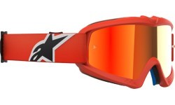 Bērnu motokrosa brilles Alpinestars Vision Mirror Youth - Corp oranžová, zrcadlové červené plexi