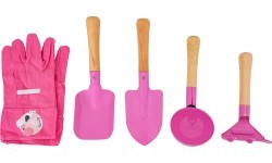 Little Gardener's Set with Wheelbarrow Pink