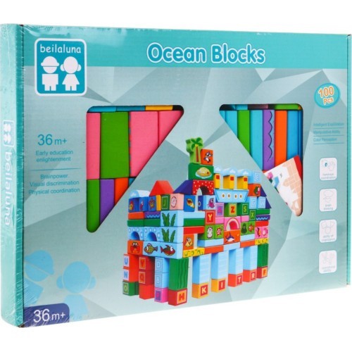 Koka klucīšu komplekts Ocean, 100 gab.