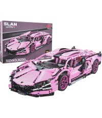 Конструктор спортивный автомобиль, розовый, 1280 деталей