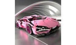 Конструктор спортивный автомобиль, розовый, 1280 деталей