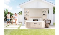 Piepūšams kvadrātveida SPA baseins hidromasāža 6 pers. 196x71 cm premium piederumi INTEX 28472