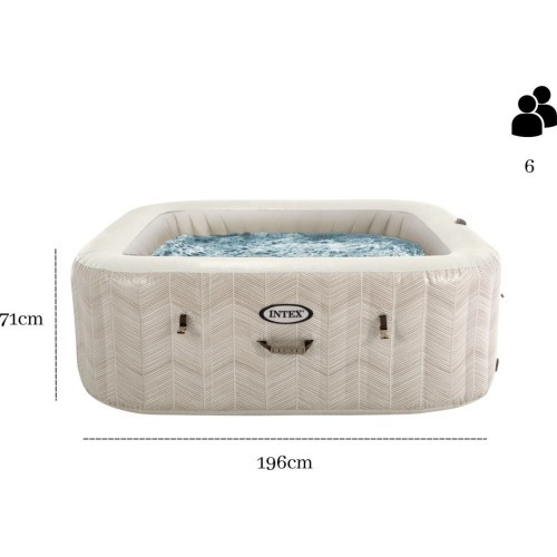Nadmuchiwane jacuzzi kwadratowe hydromasaż 6 os. 196x71 cm akcesoria premium INTEX 28472