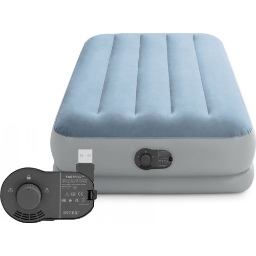 Materac dmuchany jednoosobowy 191x99x36 cm z wbudowaną pompką elektryczną USB łóżko INTEX 64157