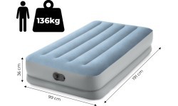 Materac dmuchany jednoosobowy 191x99x36 cm z wbudowaną pompką elektryczną USB łóżko INTEX 64157