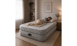 Duży materac dmuchany dwuosobowy 203x152x51 cm z wbudowaną pompką elektryczną łóżko INTEX 64490