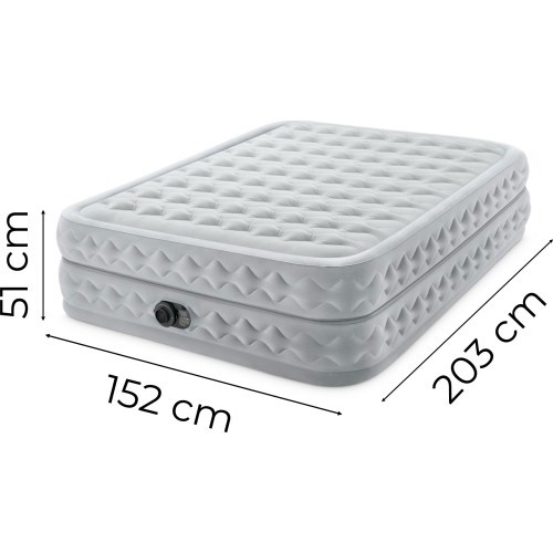 Duży materac dmuchany dwuosobowy 203x152x51 cm z wbudowaną pompką elektryczną łóżko INTEX 64490