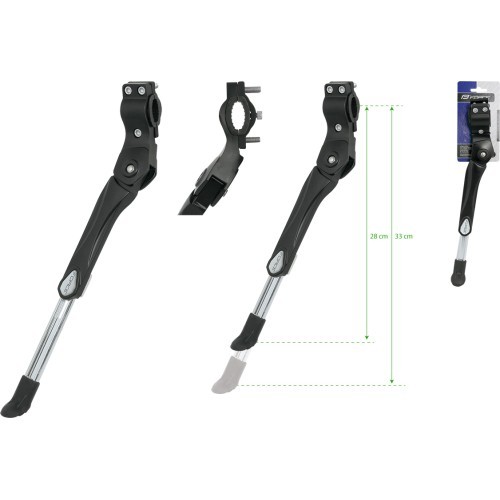 FORCE 26-29" bicycle kickstand, frame-mounted on rear fork (aluminium, black)
