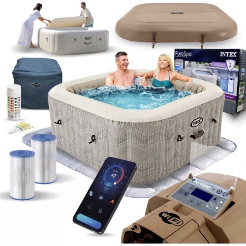 Надувное квадратное СПА джакузи с гидромассажем на 4 чел. 175x71 см INTEX 28446
