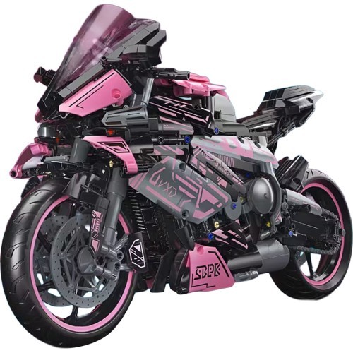 Motorcycle Racer Building Blocks Set Pink 2066pcs.