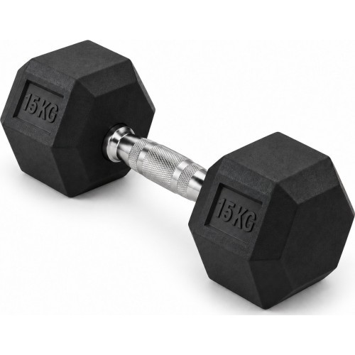 Гантель обрезиненная HEX PRO - 15 kg
