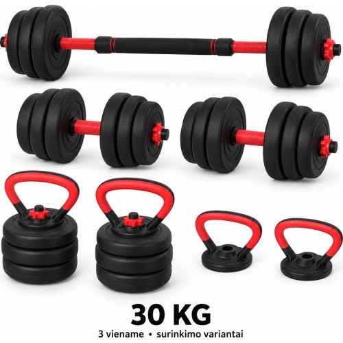 Adjustable FiTKER® Dumbbell, Barbell & Kettlebell 3-in-1 Set - 30kg