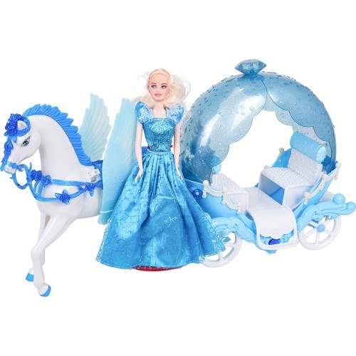 Carriage with Horses + Doll Set