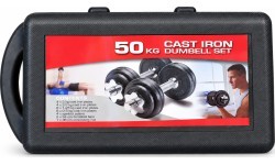 Adjustable Cast Iron Dumbbell Set with Carry Case - 50kg