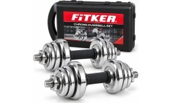 Hromētu hantelu komplekts FiTKER® ar pārnēsāšanas somu - 20 kg