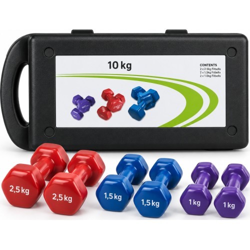 Vinyl Dumbbell Set with Carry Case - 10kg
