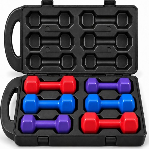 Vinyl Dumbbell Set with Carry Case - 10kg