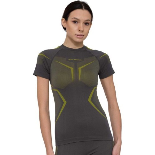 Sieviešu termo krekls ar īsām piedurknēm Brubeck Dry SS1465W - Grey/Lime