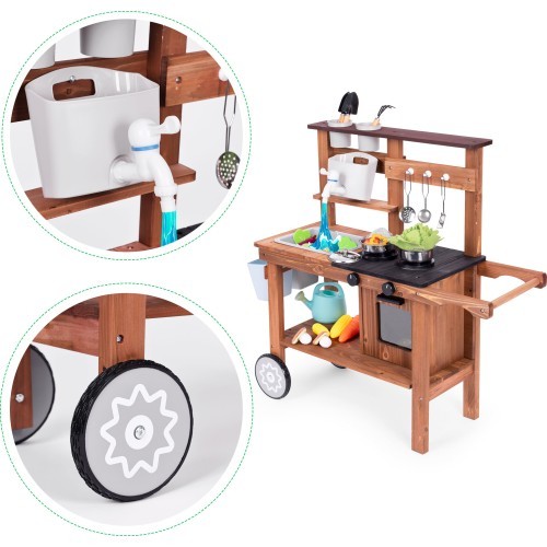 Outdoor mud kitchen for children with accessories fir wood ECOTOYS