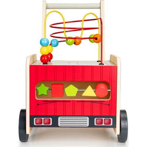 Деревянная развивающая каталка с кубиками Eco Toys Пожарная бригада