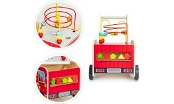 Деревянная развивающая каталка с кубиками Eco Toys Пожарная бригада