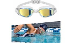 Peldbrilles inSPORTline Clariflow Mirror - White with blue mirrored lenses