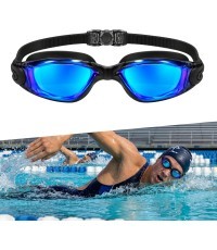 Swimming Goggles inSPORTline Clariflow Mirror - Black with blue mirrored lenses