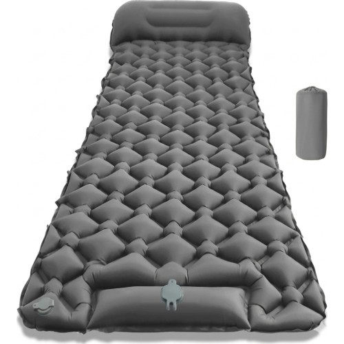 Inflatable Sleeping Pad w/ Integrated Pump inSPORTline Soultea 190 x 60 x 6 cm - Grey