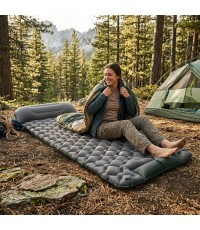 Inflatable Sleeping Pad w/ Integrated Pump inSPORTline Soultea 190 x 60 x 6 cm - Mint
