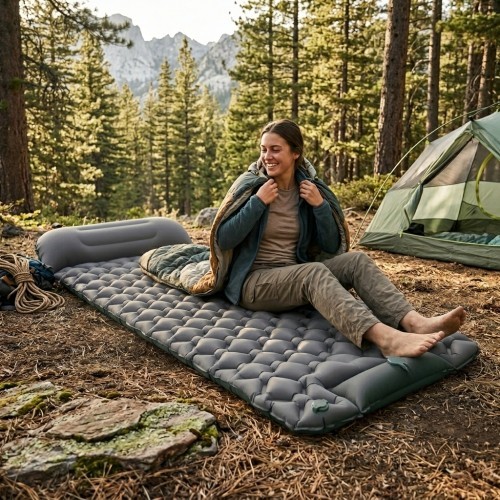 Inflatable Sleeping Pad w/ Integrated Pump inSPORTline Soultea 190 x 60 x 6 cm - Sandy