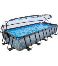 EXIT Stone pool 540x250 cm with dome and sand filter pump - grey Framed pool Rectangular 12600 L
