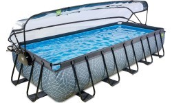 EXIT Stone pool 540x250 cm with dome and sand filter pump - grey Framed pool Rectangular 12600 L