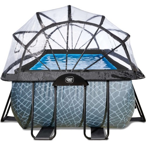 EXIT Stone pool 540x250 cm with dome and sand filter pump - grey Framed pool Rectangular 12600 L