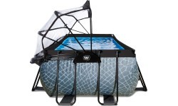 EXIT Stone pool 540x250 cm with dome and sand filter pump - grey Framed pool Rectangular 12600 L