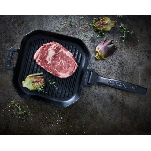 Ребристая чугунная сковорода со съёмной ручкой Steak Champ