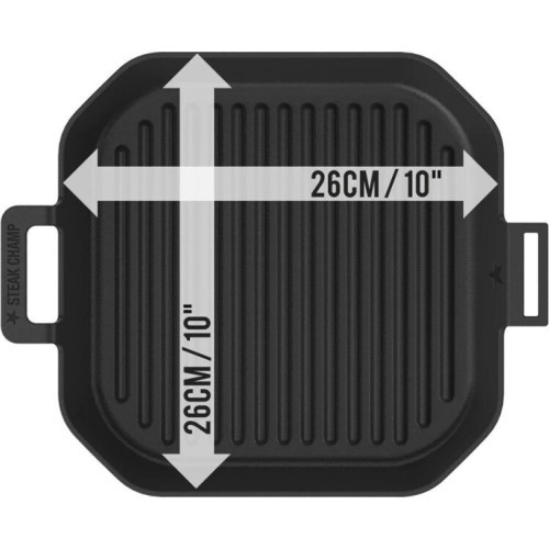 Ribbed cast iron grill pan with removable handle Steak Champ
