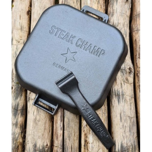 Rievota čuguna panna ar noņemamu rokturi Steak Champ